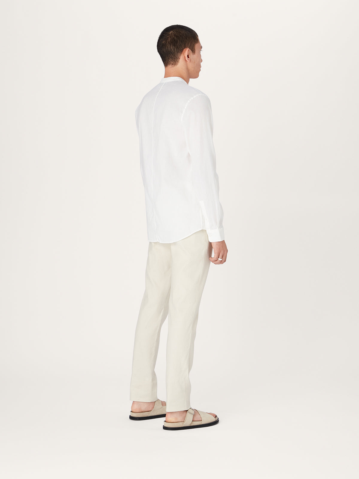 The All Day Shirt Linen Collarless || Off White | Linen